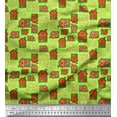 thumbnail image 1 of Soimoi Green Moss Georgette Fabric House Architectural Print Fabric by the Yard 42 Inch Wide, 1 of 3