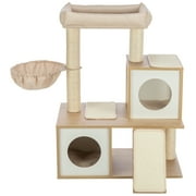 TRIXIE Addison Sisal & Wood 35.5" Cat Tree, Modern Cat Tower, Condos, Hammock, Cozy Bed, Beige