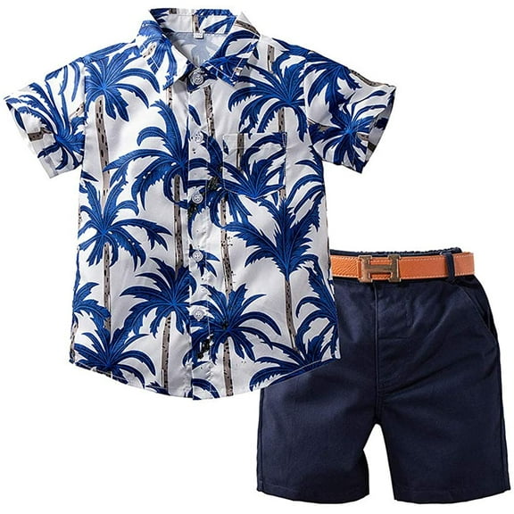 Loalirando Baby Boys Hawaiian Shirt   Waist Band Pants Suits Set