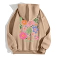 thumbnail image 4 of TINZ Chandail à Capuchon Imprimé Fleurs de Vacances/leisure & Slogan avec Cordon de Serrage Longue Veste d'Hiver Chandail en Molleton Femmes Robe Chandail à Capuchon Décontractée Tendance Femmes, 4 of 4