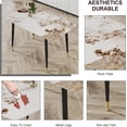 thumbnail image 3 of 50'' Faux Marble Dining Table for 4-6,Imitation Marble Patterned Dinner Table with Metal Black Plated Legs,Small Dining Table,Minimalist Dining Table for Kitchen,Living Room, 3 of 18
