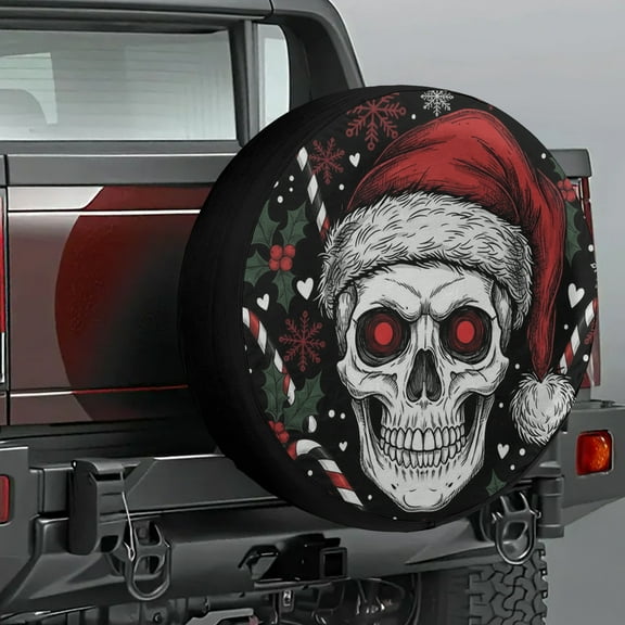 Lotusprinthandmade Santa Skull Skeleton Christmas Spare Tire Cover Without Backup Camera Hole 6 Sizes (27 in.), christmas tire cover
