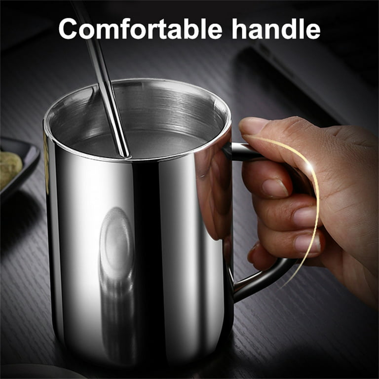 Stainless Steel Coffee Mug with Handle,100% BPA-Free, Double Wall Camping Travel Coffee Mugs Tough & Shatterproof, Keeps Coffee/Tea Hot and Beer Cold