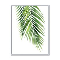 Designart 'Tropical Palm Branches' Tropical Framed Canvas Wall Art Print