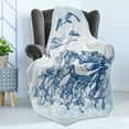 thumbnail image 4 of Seagulls Soft Flannel Fleece Blanket, Seagulls in Flight over Rocky Shore Crashing Waves Simplistic Sketch Design, Cozy Plush for Indoor and Outdoor Use, 50" x 60", Blue White Navy, by Ambesonne, 4 of 5