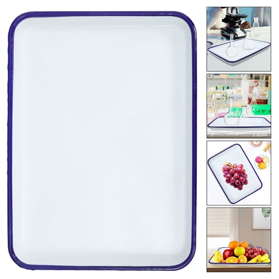LOLIPPYY Elegant White Enamel Rectangular Serving Tray for Bread Fruit and Appetizer Use