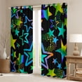 thumbnail image 3 of Feelyou Dreamy Stars Graffiti Black Out Curtains for Kids, Black Blue Cartoon Curtains Pack of 2 (42x63 Each), Fashion Love Heart Bedroom Curtains, Living Room Curtains Decor, 3 of 7
