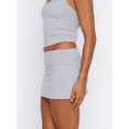 thumbnail image 3 of Grey Womens Bodycon Mini Skirt With Fold Over Waist Casual Solid Color Streetwear, 3 of 6