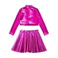 thumbnail image 4 of TiaoBug Kids Girls Dance Outfits 2-Piece Party Dress Costume Shiny Sequin Crop Tops with Metallic Skirt Set Hot Pink 10, 4 of 7