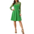 thumbnail image 1 of INSPIRE CHIC Robe Patineuse de Fête pour Femme en Maille Transparente à Manches Transparentes avec Cœurs L Vert, 1 of 6