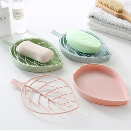 Portable Soap Box Holder, Double Layer Leaf Shape Design Soap Storage Box for Bath and