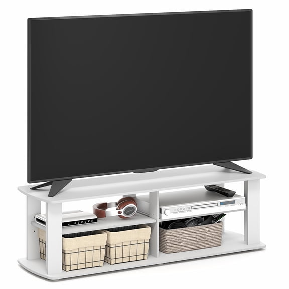 Furinno NELLY 3-Tier TV Center Soft Edges for TV up to 50" White