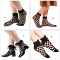 thumbnail image 6 of Women's Elegant Lace Ankle Socks Hollowout Fishnets Rhombus Pattern Short Socks Sheer Ruffle Frilly Mesh Socks Hosiery, 6 of 9