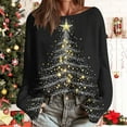 thumbnail image 2 of yardsong Xmas Trees Graphic Holiday Sweater for Women - Boat Neck Imitation Ugly Christmas Pullover Long Sleeve Tops Multicolor,XXL, 2 of 5