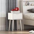 thumbnail image 2 of Nightstands Set of 2, Small Side Table, Bedside Table with Fluted Door, Solid Wood Feet; Modern Mid-Century End Table for Bedroom, Small Space (White), 2 of 12