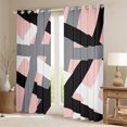 thumbnail image 2 of Manfei Gray Black Lines Blackout Curtains Set of 2 (52x84 Each),Modern Geometric Stripe Window Curtains,Abstract Striped Curtains and Drapes For Girls,Luxury Bedroom Decor, 2 of 6