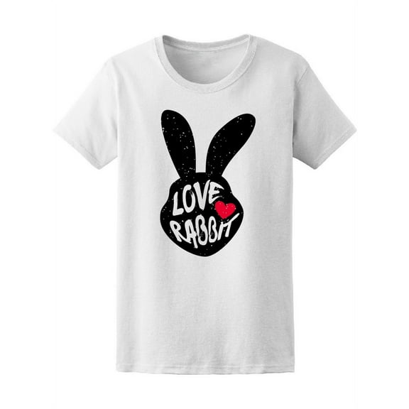 Rabbit Silhouette Red Heart Love T-Shirt Women -Image by Shutterstock, Female Small