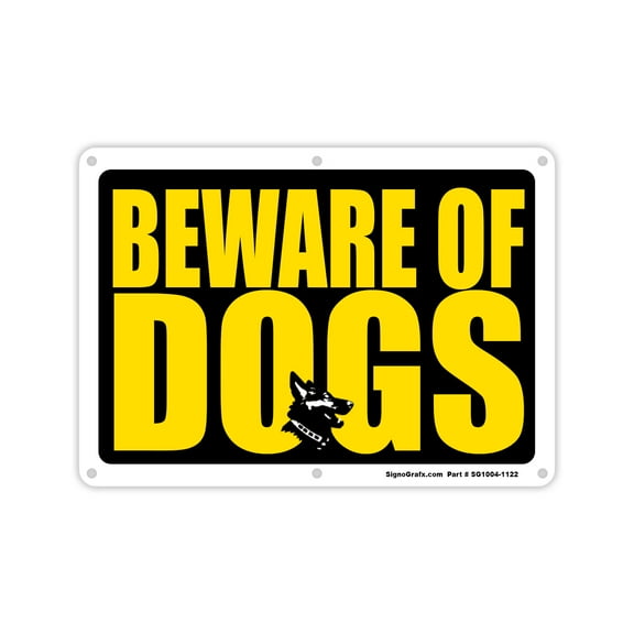 SIGNOGRAFX BEWARE OF DOGS, 10” x 14”, Metal Sign, Full Color Digital Printing, Easy to Install Indoor/Outdoor.
