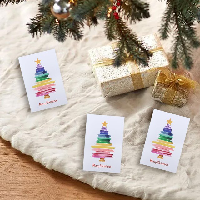 Home Decoration 3PCS Living Christmas Tree Greeting Card 3 Pieces 4 Styles Per Set Individual Packaging Envelope Can Send Family Friends Colleagues Elders Children Wife