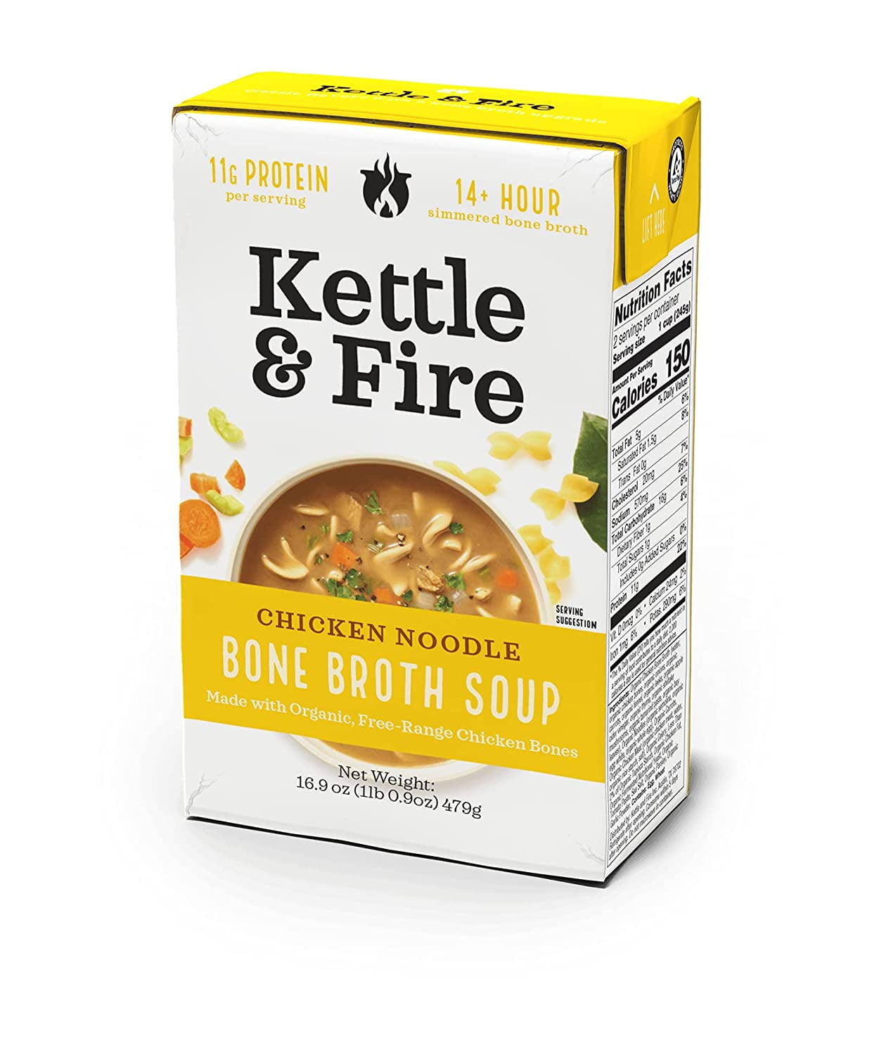 Kettle & Fire Bone Broth Soup Chicken Noodle 16.9 oz Pack of 2
