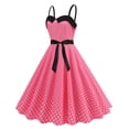 thumbnail image 6 of HAOTAGS Dresses for Women Polka Dots Halter Neck Black Ribbon Fashion Women Dress Red Size M, 6 of 9