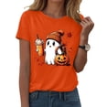 thumbnail image 2 of Leey-World Halloween Tshirts Women Plus Size Women Fall Halloween Crew Neck Shirt Casual Funny Family Party Celebration Short Sleeve Tee Pumpkin Top for Holiday, 2 of 7
