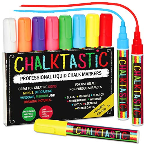 Chalk Markers by Fantastic CHALKTASTIC Best for Kids Art, Chalkboard Labels, Menu Board Bistro Boards, 8 Glass Window Markers, non-toxic Erasable ...