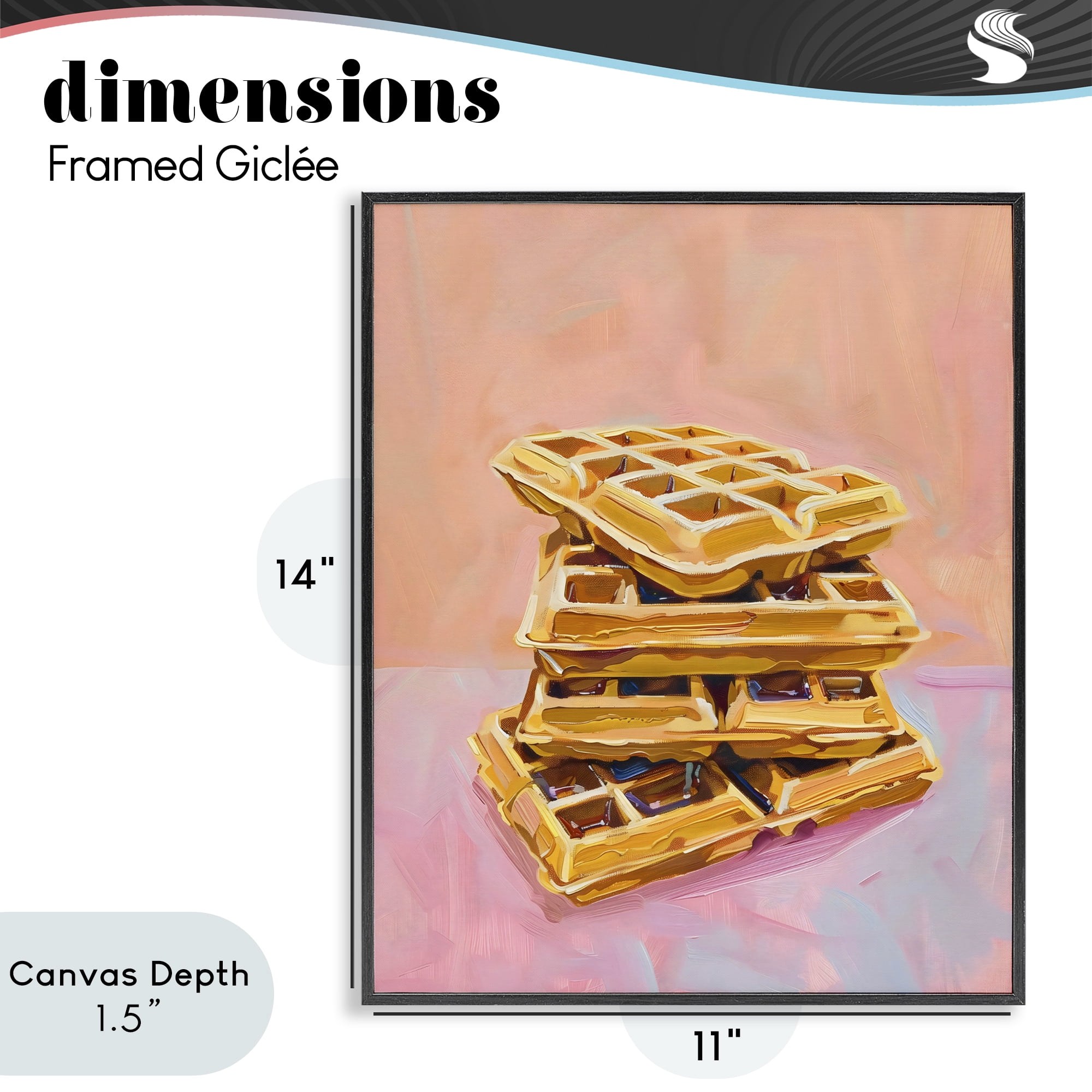 Stupell Industries Stack of Fluffy Waffles Black Framed Giclee Art, design by The Prints Vibe