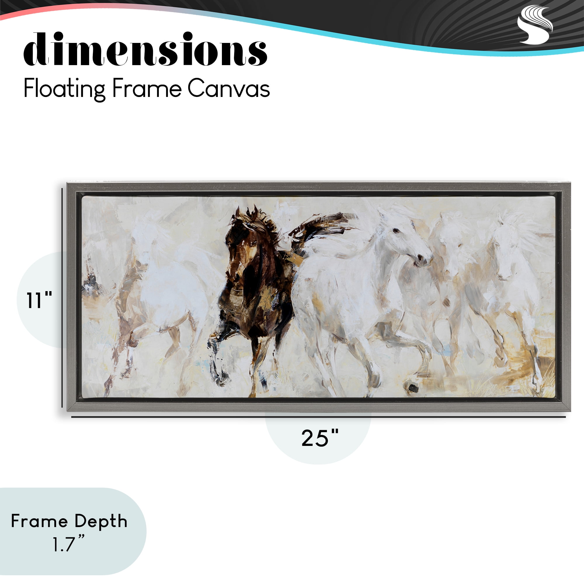 Stupell Industries Dancing Horses Abstract Scene Gray Framed Floater Canvas Wall Art, design by Lorenzo Collective
