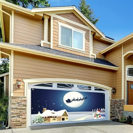 

Christmas decorations 70.8X 157.4 inches Merry Christmas Holiday Banner Garage Door Cover Mural Winter Snowman Santa Outdoor Large Door Cover Decoration Indoor and Outdoor Christmas Holiday Decoration
