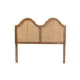 thumbnail image 2 of Baxton Studio Hazel Vintage Classic and Traditional Ash Walnut Finished Wood and Synthetic Rattan King Size Arched Headboard, 2 of 4