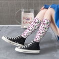 thumbnail image 5 of Xecao Orchids Flowers print thigh-high socks, crafted for both men and women with a stretchy, high-opaque design perfect for daily wear, 5 of 6