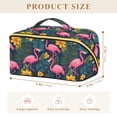 thumbnail image 4 of FORMRS Makeup Bag Travel Cosmetic Organizer for Women Fold Flat Zipper Pouch with Handle, Yellow Floral Flamingo, 4 of 8