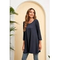 thumbnail image 4 of ENMAIN Women's 3/4 Sleeve Tunic Shirts Navy Blue Tunic Casual Blouses Crew Neck Solid Color Tops XL, 4 of 8