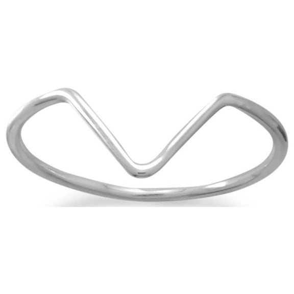Precious Stars Sterling Silver Unisex Thin 'V' Stackable Ring