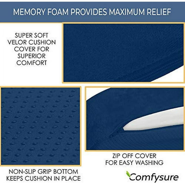 ComfySure Seat Cushion Extra Large - Firm Memory Foam Chair Pad for  Recliner, Office Chair, Driving Car