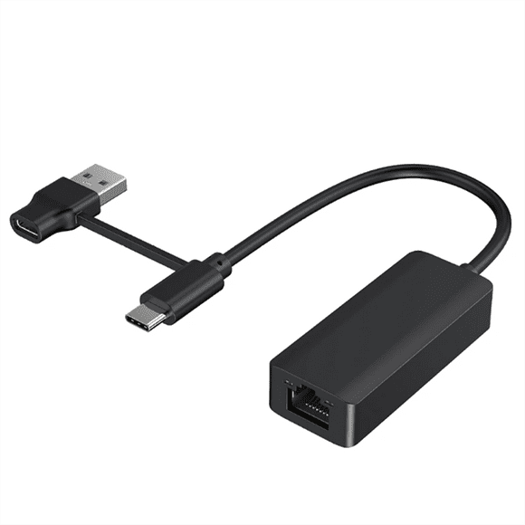 2-in-1 1000Mbps Network Card USB Type-C to RJ45 Adapter USB 3.0 Network Card Converter for PC Laptop,1 * Type-C to RJ45 Adapter,Black