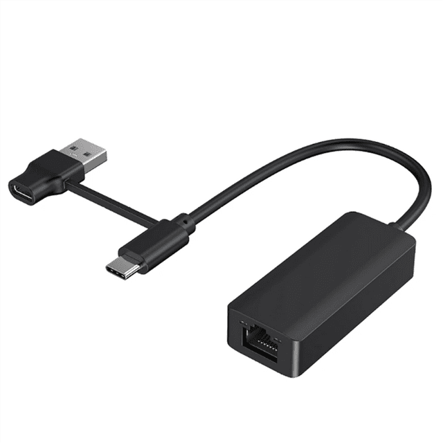 2-in-1 1000Mbps Network Card USB Type-C to RJ45 Adapter USB 3.0 Network Card Converter for PC Laptop,1 * Type-C to RJ45 Adapter,Black
