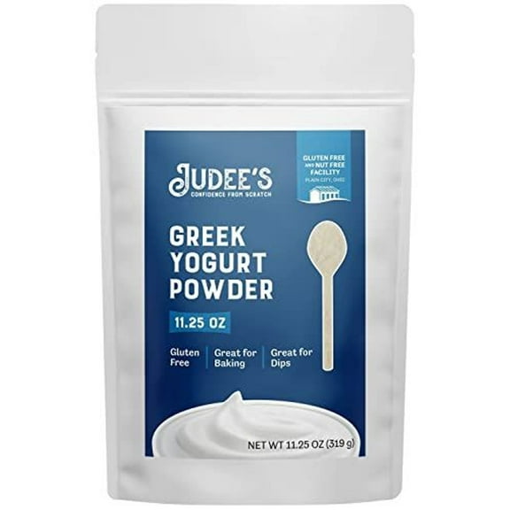 Judee's Gluten Free Greek Yogurt Powder - Fat-Free & Gluten-Free Base - Smoothies & Powdered Greek Yogurt High-Protein Recipes - Baking & Salad Dressing - 11.25 Oz