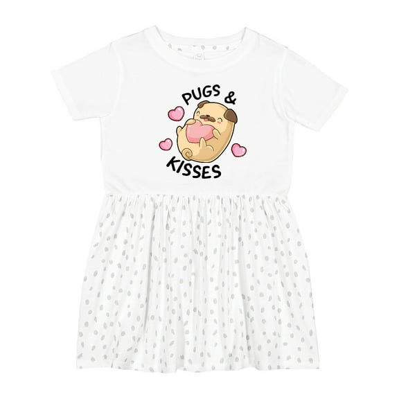Inktastic Valentines Day Pugs & Kisses with Hearts Girls Toddler Dress