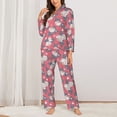 thumbnail image 2 of KLL Rose Flowers Print Women's Long Sleeve Pajamas with Pants Sleepwear Loungewear 2 Set-Medium, 2 of 7