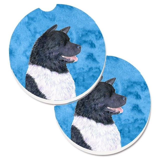 Blue Akita Set of 2 Cup Holder Car Coaster