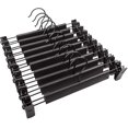 thumbnail image 1 of Paquete de 10 perchas premium con fuertes clips ajustables antideslizantes, acabado cromado pulido a prueba de óxido, gancho giratorio de 360 grados para colgar faldas, jeans, metal, 1 of 5