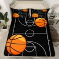 thumbnail image 2 of Basketball Sheets Twin Size Sports Bed Sheets Basketball Game Themed Sheet Set Basketball Field Print Fitted Sheet Teen Sports Game Flat Sheet, 2 of 6