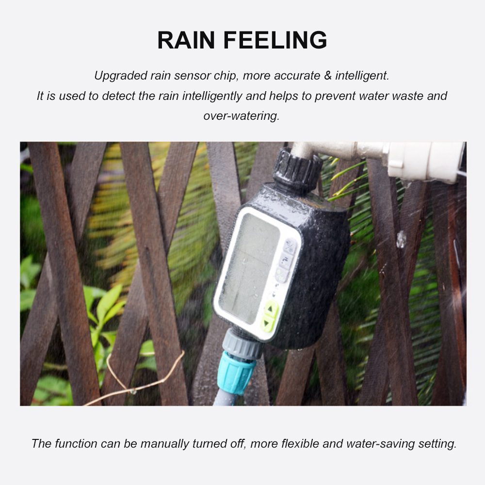 Walmeck Electronic Irrigation Regulator Automatic Irrigation Timer with Large LCD Screen Waterproof Sprinkler Controller 3 Separate Timing Programs Weak Electricity Protection Rain Sensor Child Lock - image 5 of 7