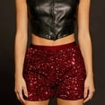 thumbnail image 6 of FRSASU Women's Sequin Shorts Sparkly Stretchy Night Out Party High Waisted Shorts Red, 6 of 9