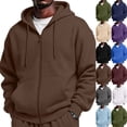 thumbnail image 3 of Full Zip Up Hoodies for Men Oversized Hooded Fleece Sweatshirt | Open Front Cardigan, Zipper Jackets, Oversize, Streetwear, Basic Fit, Lightweight, Warm, Big and Tall, Hooded Sweatshirt Brown L, 3 of 9