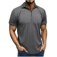 thumbnail image 2 of Fnnxeal Mens Polo Shirts, Summer Short Sleeve Casual Classic Zipper Dark Gray Polo Shirts for Men Size S, 2 of 7