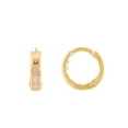 thumbnail image 2 of Brilliance Fine Jewelry 10K Yellow Gold Polished Huggie Style Hoop Earrings with Pink Cubic Zirconia, 2 of 4