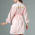thumbnail image 4 of FAIWAD Womens Silk Robe Short Lace Trim Satin Bride Robe Comfy Lightweight Wedding Party Sleepwear with Belt, 4 of 4